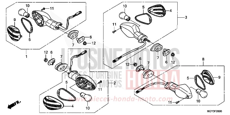 CLIGNOTANT von VFR800X „Crossrunner“ MAT GUNPOWDER BLACK METALLIC (NH436) von 2013
